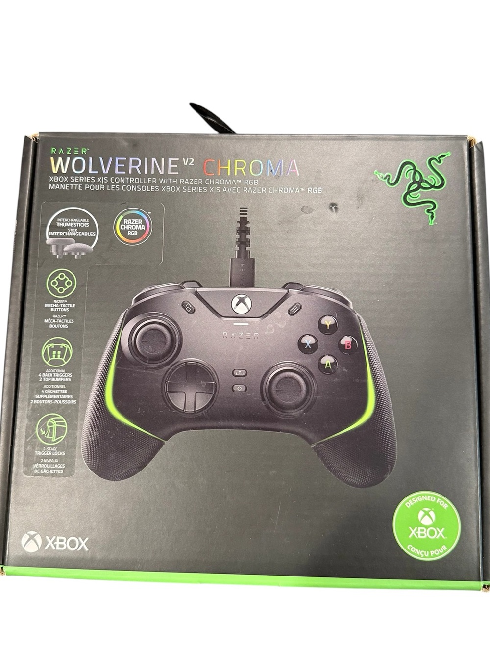 Xbox Razer Wolverine V2 chroma controller black gaming with box open unused